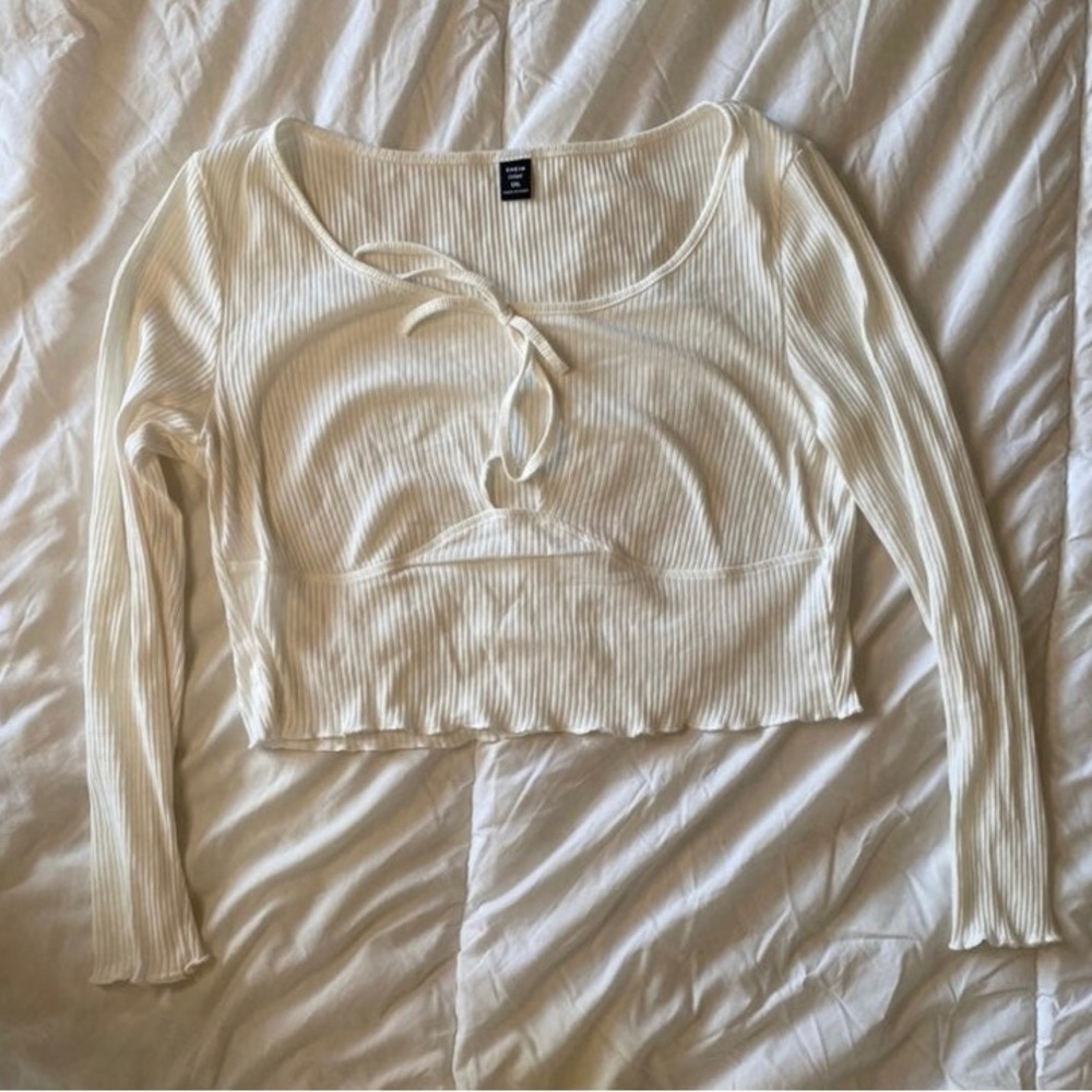 SHEIN White Long Sleeve Crop Top Size 1XL Women
